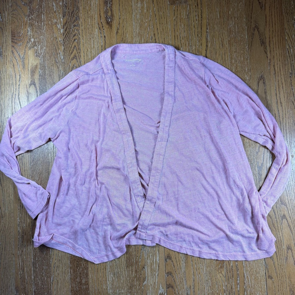 Soft Surroundings Cardigan Sweater Womens 1X Pink Open Knit Lightweight Relaxed